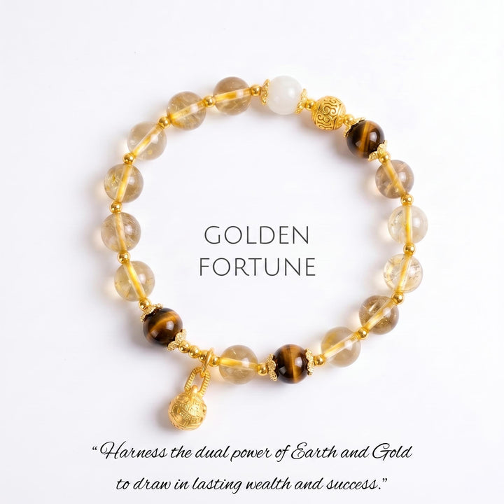 "Gilded Prosperity" | Natural Gold Rutilated Quartz &amp; Citrine Guardian Bracelet