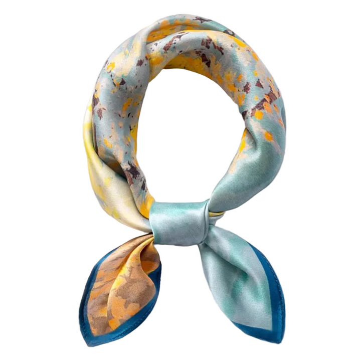 100% Mulberry Silk Square Scarf - "Oil Painting Tree" | AuraOrient