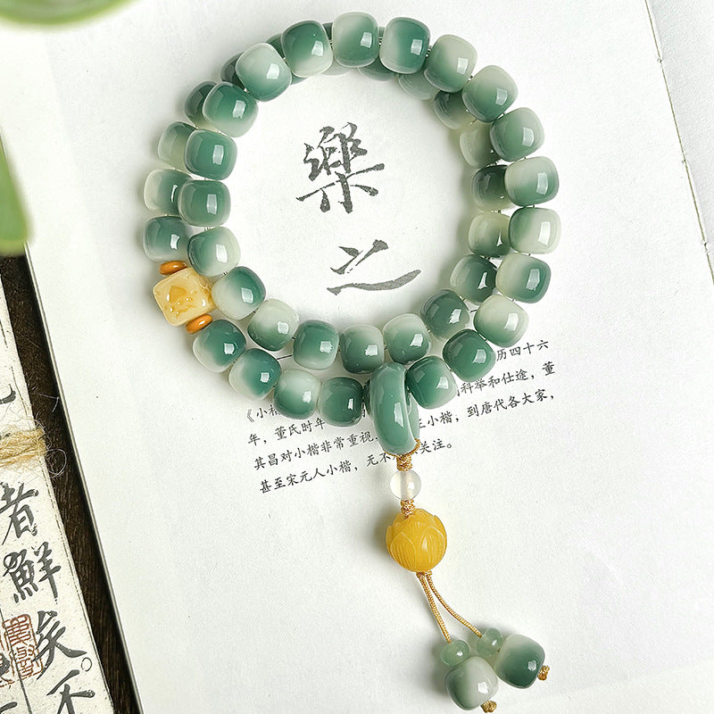 "Jade-Mist Echo" | Moss-Green Bodhi Bracelet