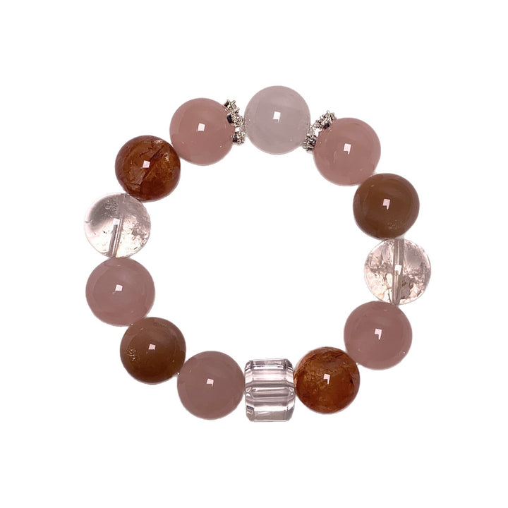 "Sacred Flame" | Natural Azeztulite &amp; Red Fire Quartz Bracelet