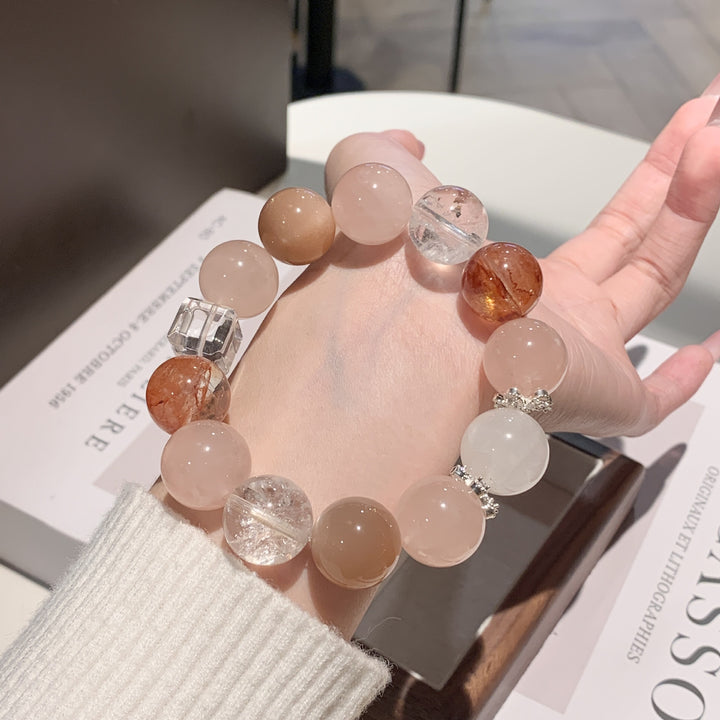 "Sacred Flame" | Natural Azeztulite &amp; Red Fire Quartz Bracelet