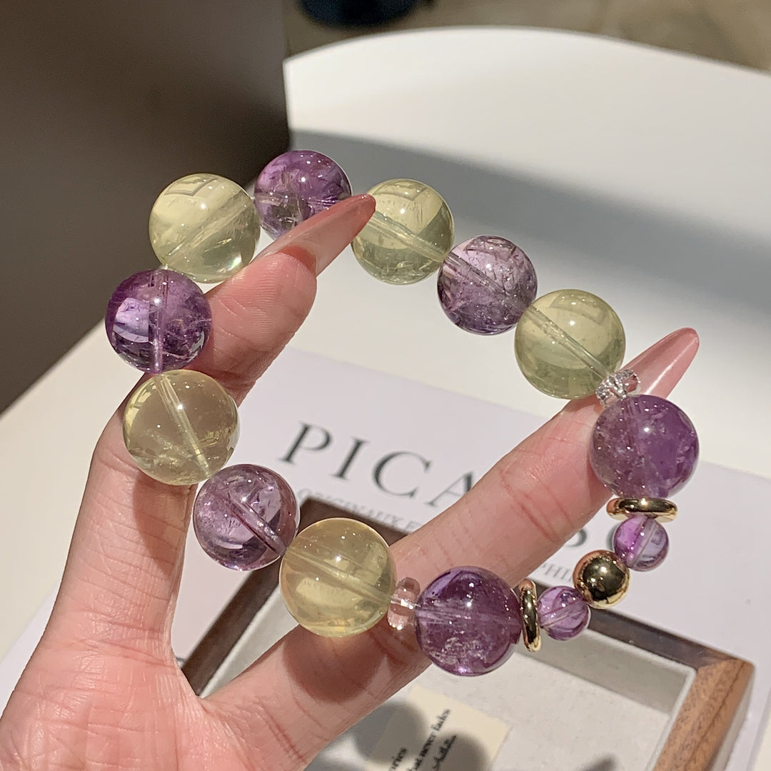 "Twilight Glow" | Natural Amethyst &amp; Lemon Quartz Bracelet
