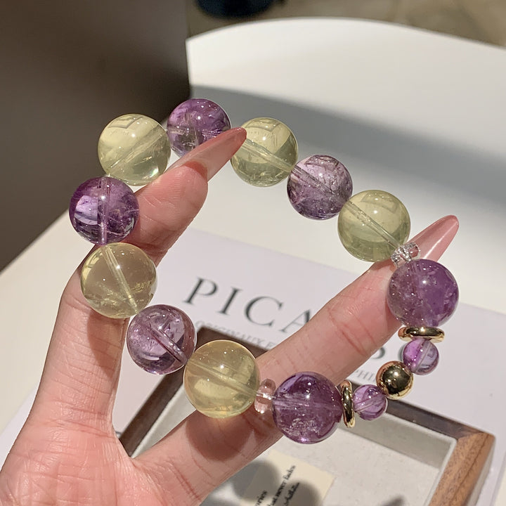 "Twilight Glow" | Natural Amethyst &amp; Lemon Quartz Bracelet