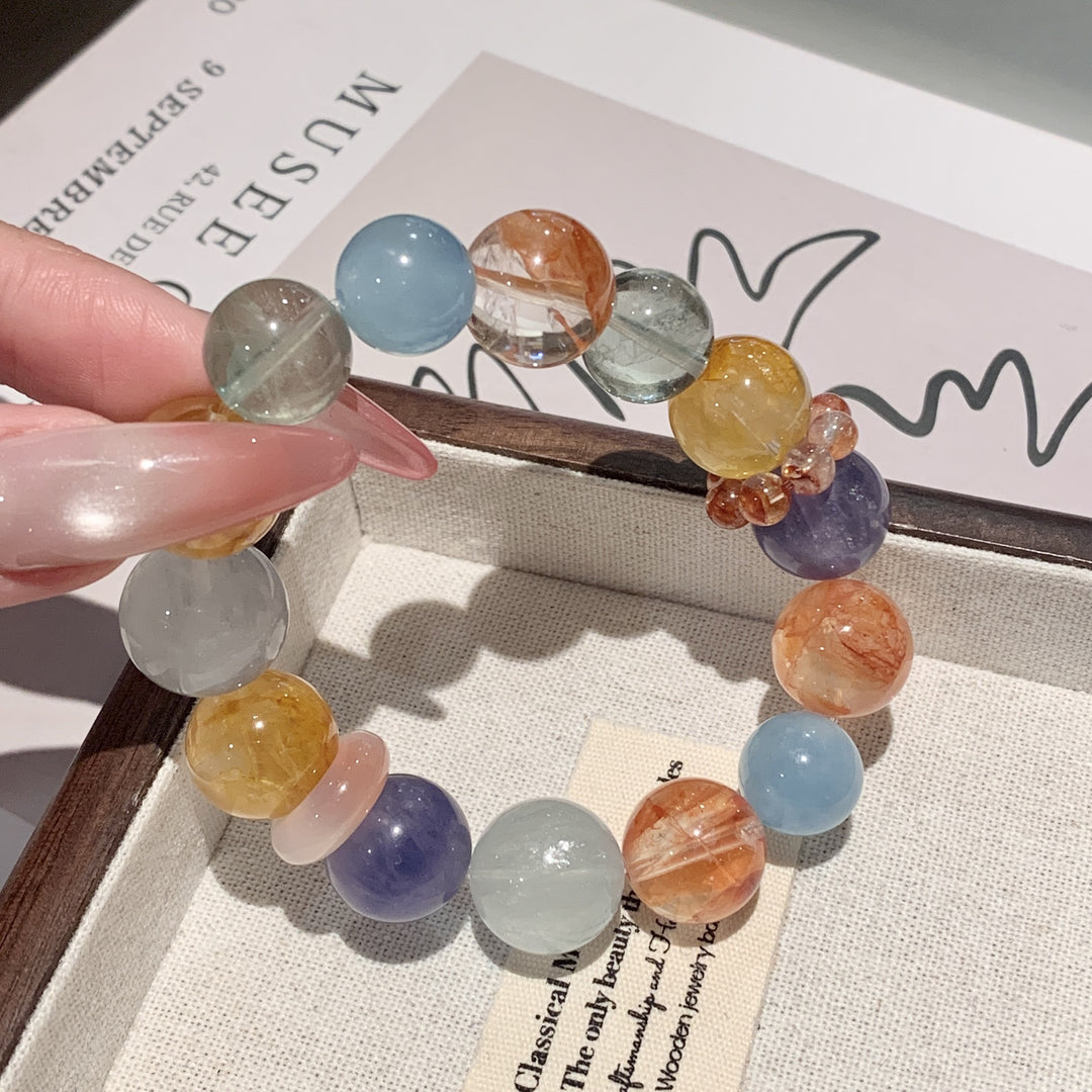 "Amber Embers" | Natural Red &amp; Yellow Fire Quartz Bracelet