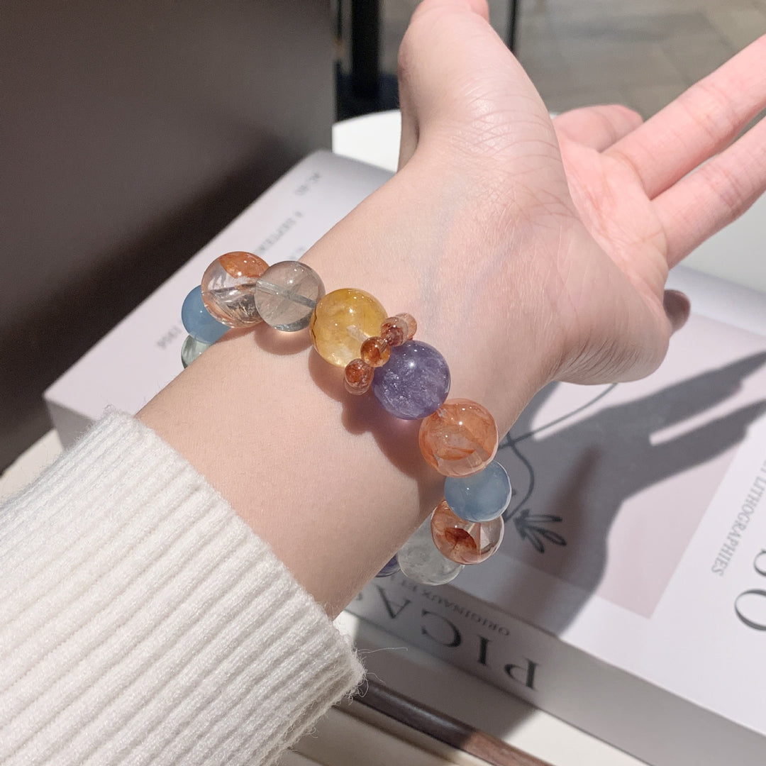 "Amber Embers" | Natural Red &amp; Yellow Fire Quartz Bracelet