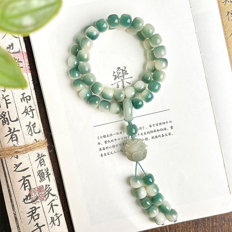 "Jade-Mist Echo" | Moss-Green Bodhi Bracelet