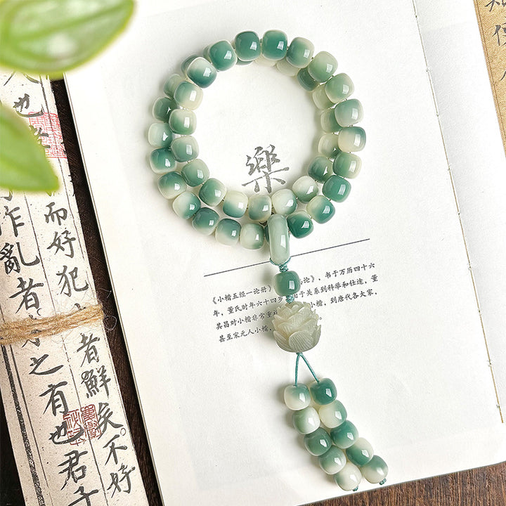 "Jade-Mist Echo" | Moss-Green Bodhi Bracelet