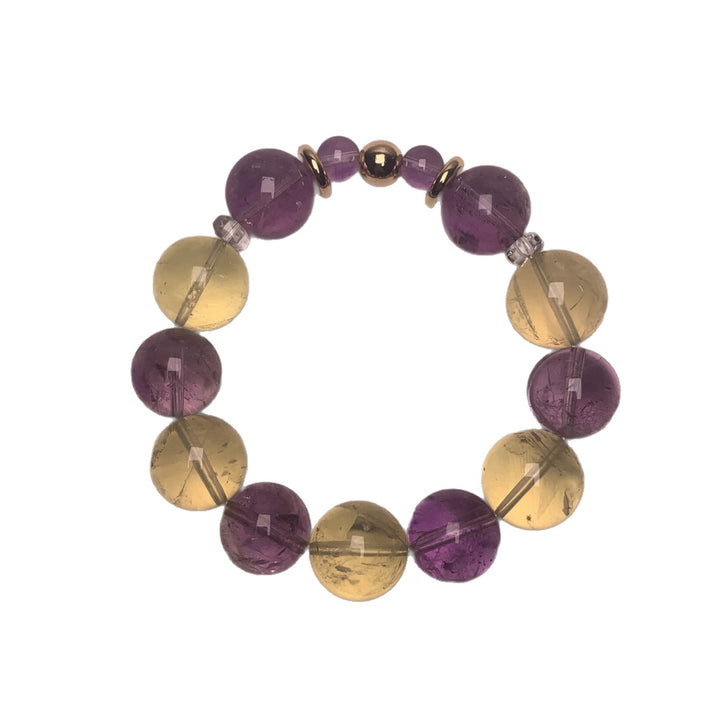 "Twilight Glow" | Natural Amethyst &amp; Lemon Quartz Bracelet