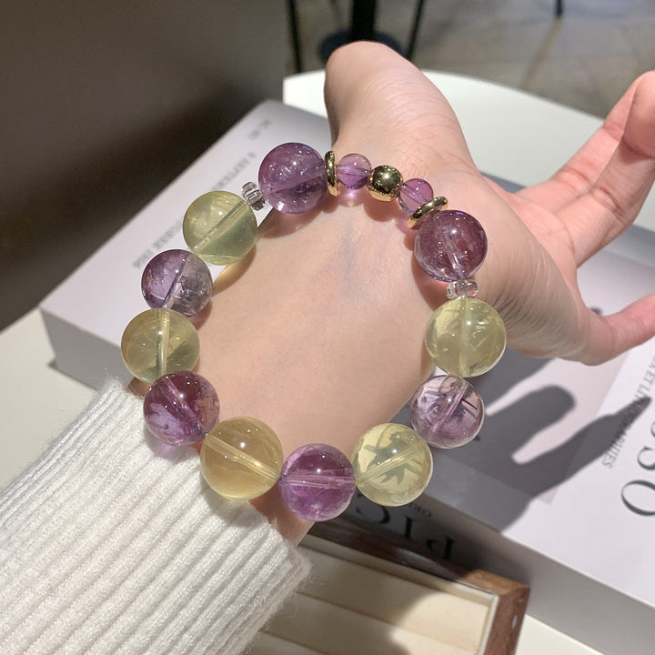 "Twilight Glow" | Natural Amethyst &amp; Lemon Quartz Bracelet