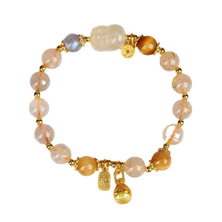 "Gilded Prosperity" | Natural Gold Rutilated Quartz &amp; Citrine Guardian Bracelet