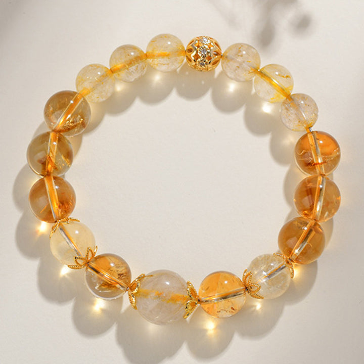 "Gilded Prosperity" | Natural Gold Rutilated Quartz &amp; Citrine Guardian Bracelet
