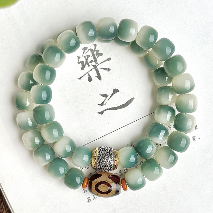 "Jade-Mist Echo" | Moss-Green Bodhi Bracelet