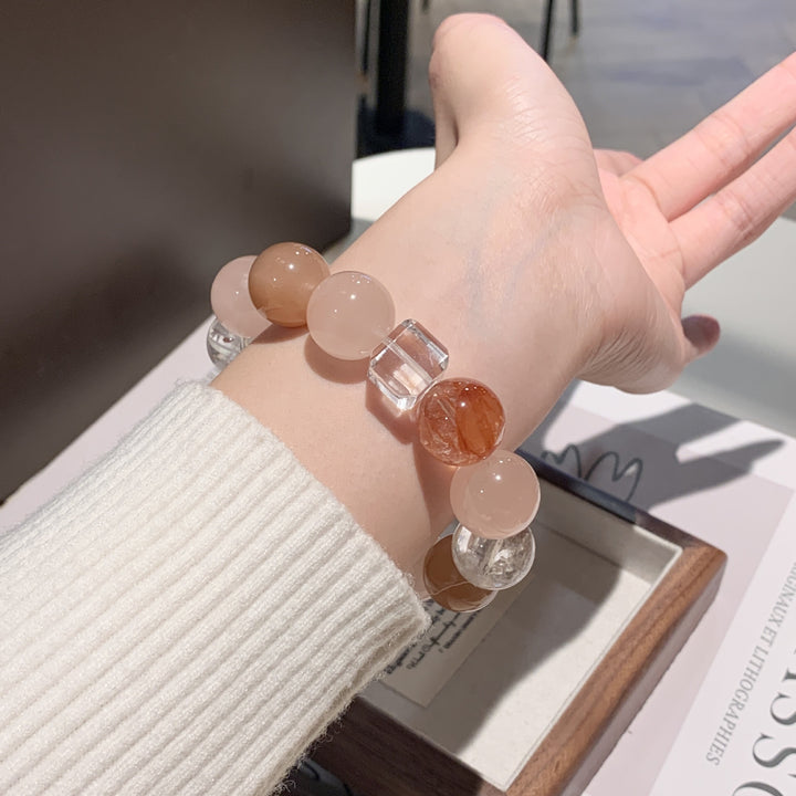 "Sacred Flame" | Natural Azeztulite &amp; Red Fire Quartz Bracelet