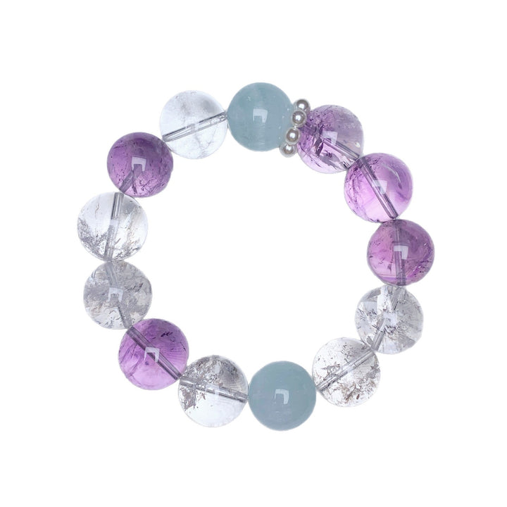 "Celestial Light" | Natural Azeztulite &amp; Amethyst Hand-Strung Bracelet