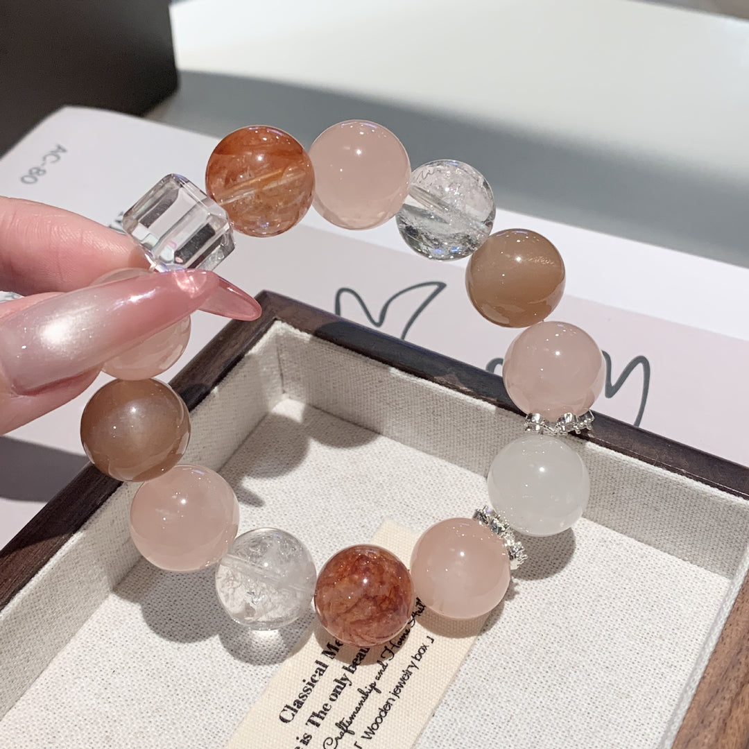 "Sacred Flame" | Natural Azeztulite &amp; Red Fire Quartz Bracelet