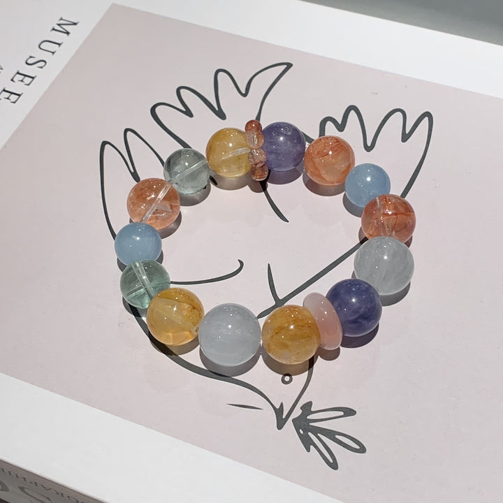 "Amber Embers" | Natural Red &amp; Yellow Fire Quartz Bracelet