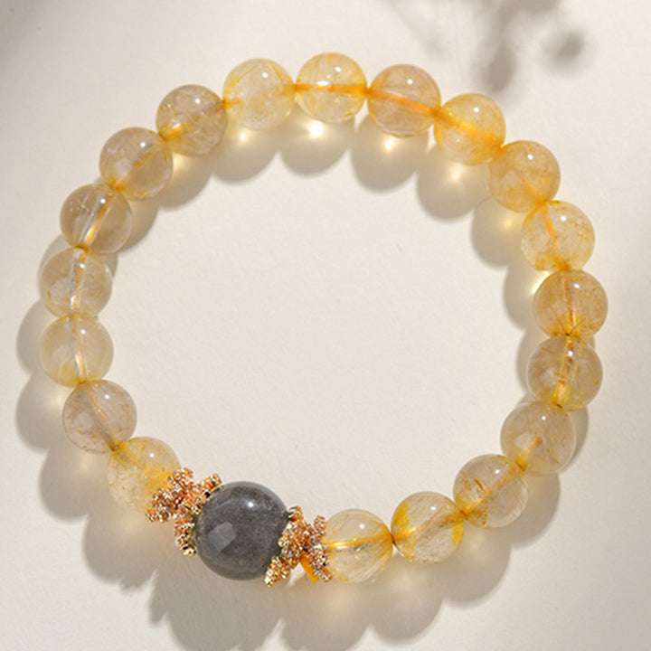"Gilded Prosperity" | Natural Gold Rutilated Quartz &amp; Citrine Guardian Bracelet