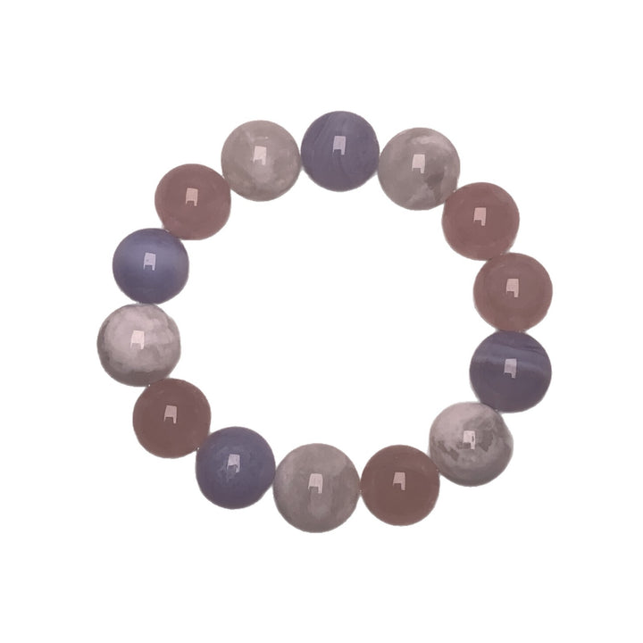 "Winter Echo" | Natural White Phantom Quartz &amp; Blue Lace Agate Bracelet