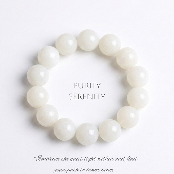 "Moonlit Serenity" | Natural White Jade Bodhi Root Artisan Bracelet
