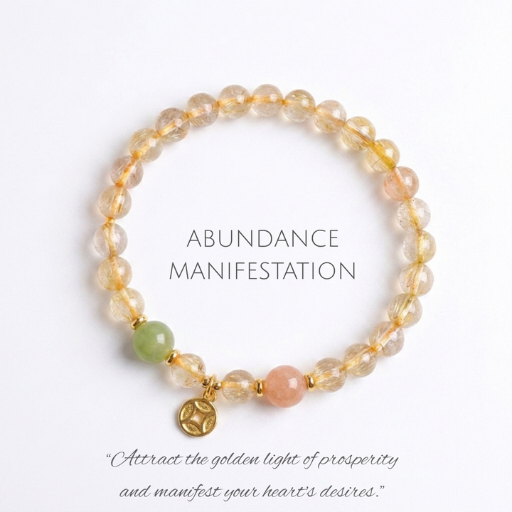 "Gilded Prosperity" | Natural Gold Rutilated Quartz &amp; Citrine Guardian Bracelet