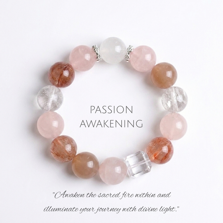 "Sacred Flame" | Natural Azeztulite &amp; Red Fire Quartz Bracelet