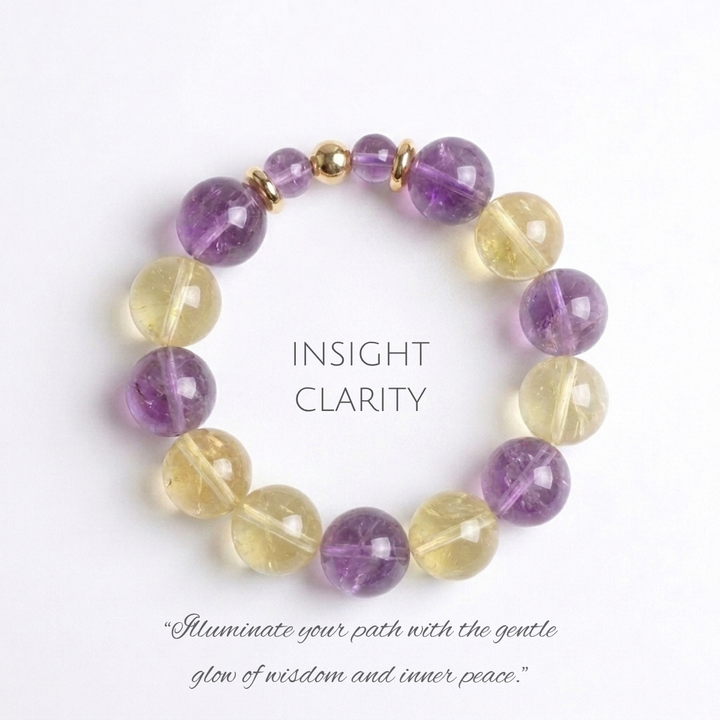 "Twilight Glow" | Natural Amethyst &amp; Lemon Quartz Bracelet