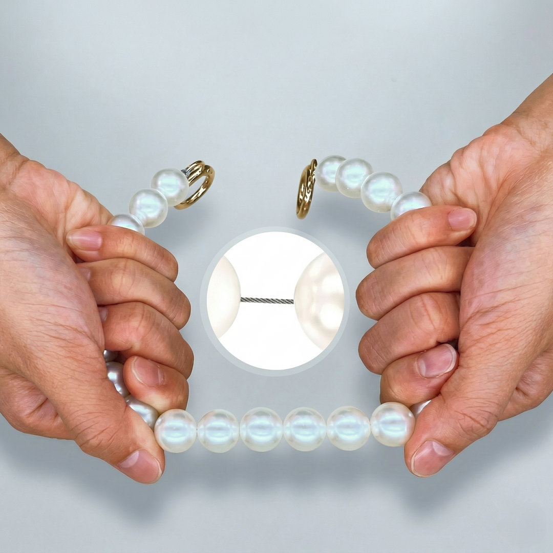 Macro shot of the high-quality faux pearl beaded top handle, highlighting the artisan craftsmanship.